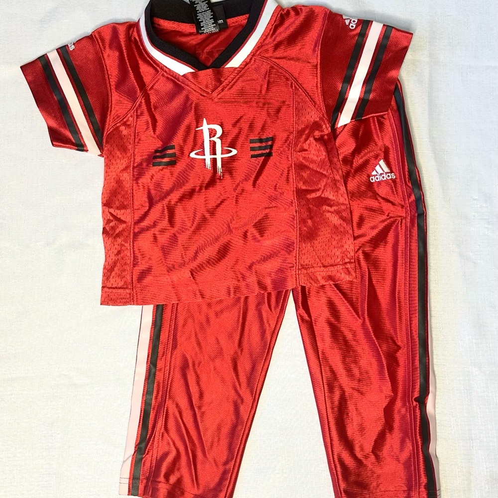 Adidas Houston Rockets Kids Red and Black Mesh Jersey Top and Pants Set